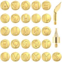 Toorise 28Pcs Wood Burning Tip Set with Copper Letters, Compatible with Most Wood Burners, for DIY Embossing & Carving