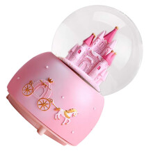 LED Snow Globe with Magical Snow Effect, Princess Pink Fairy Tale Crystal for Home and Holiday Decor