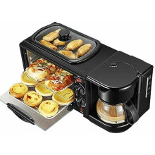 3 in 1 Breakfast Station with Coffee Maker, Toaster Oven and Griddle for Small Kitchens
