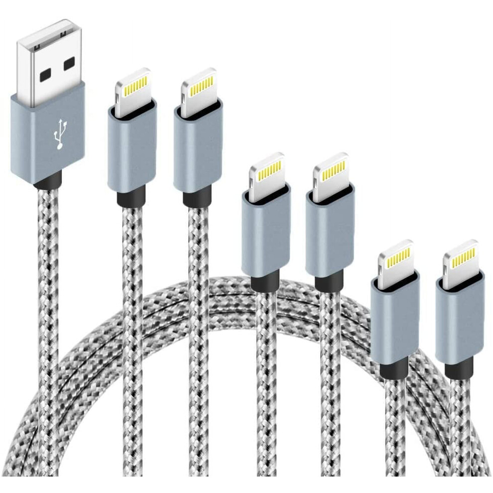 6Pack(3Ft 3Ft 6Ft 6Ft 10Ft 10Ft) For Compatible With Iphone For Lightning Cable Certified Braided Nylon Fast Charger Cable Compatible 9071309738513