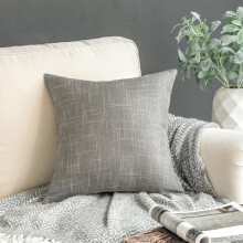 Phantoscope Soft Textured Linen Burlap Series Decorative Throw Pillow, 18" x 18", Light Grey, 1 Pack