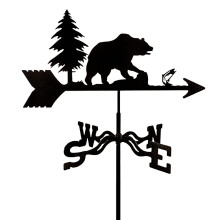 Stainless Steel Weathervane Wind Direction Indicator for Outdoor Roof Garden Yard Decoration (Bear Cat)
