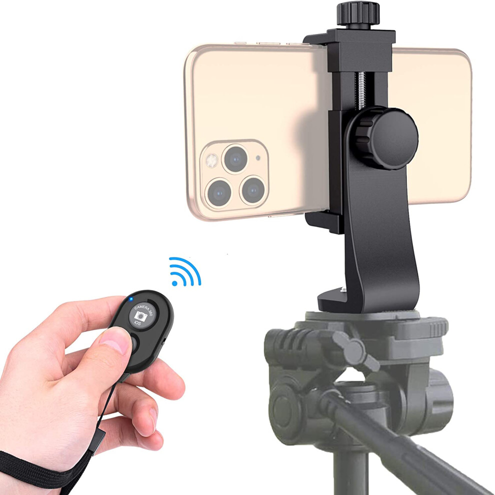 Universal Phone Tripod Mount Adapter With Ã¯Â¼Ireless Camera Remote Cell Phone Holder With Adjustable Clamp For Selfie 9425574837424