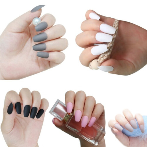 Kunstnagels, nageltips, matte kleur, wit