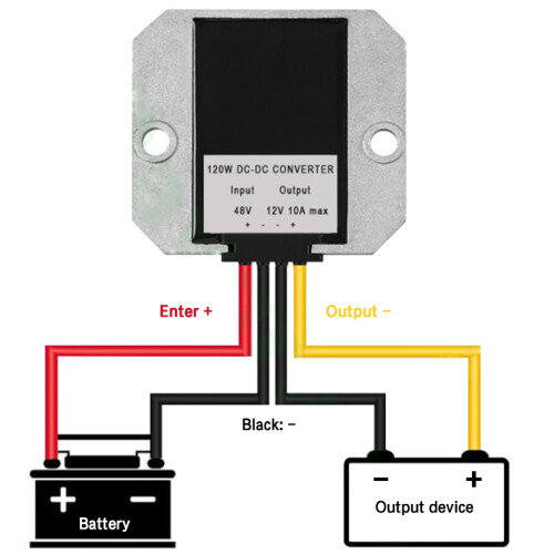 MoreChioce Omvandlare Regulator Golfbil Strömtransformator 36V48V till 12V10A Bilström DC Step-Down Modul 2
