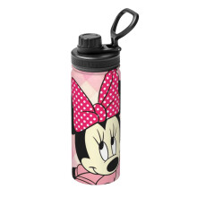 Borraccia sportiva isolata Minnie Mouse in acciaio inossidabile, portatile, per esterni, da viaggio, fitness, per studenti. Taglia unica.