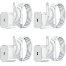 Lot de 4 chargeurs rapides compatibles Samsung - Adaptateur 20 W + câble, blanc