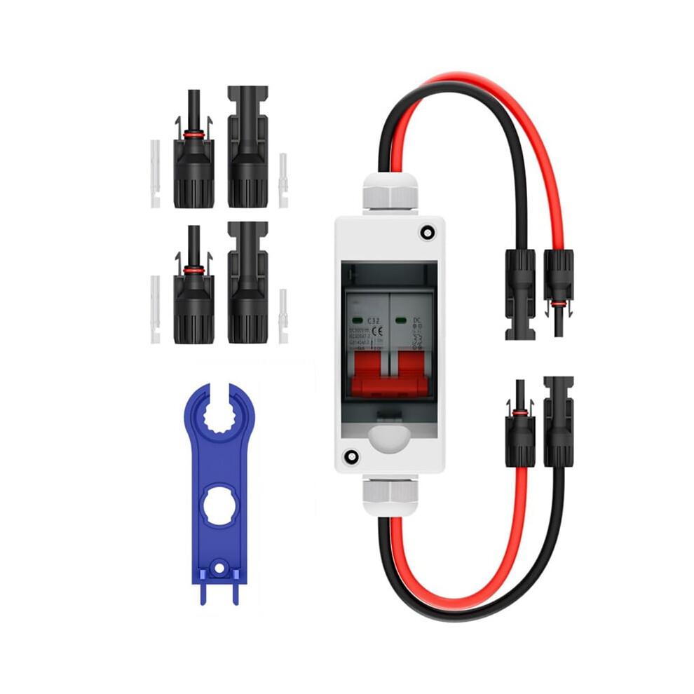 Solar Panel Disconnect Switch, 32A Dc 1000V Breaker Box Pv Disconnect Switch With Ip65 Waterproof Box 9425574839329