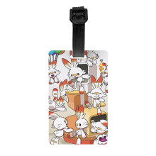 Niedlicher Scorbunny Pokémon-Gepäckanhänger für Kofferdekoration, Geschenkidee für Frauen, Männer, Jungen und Mädchen, Stahlschlaufe mit