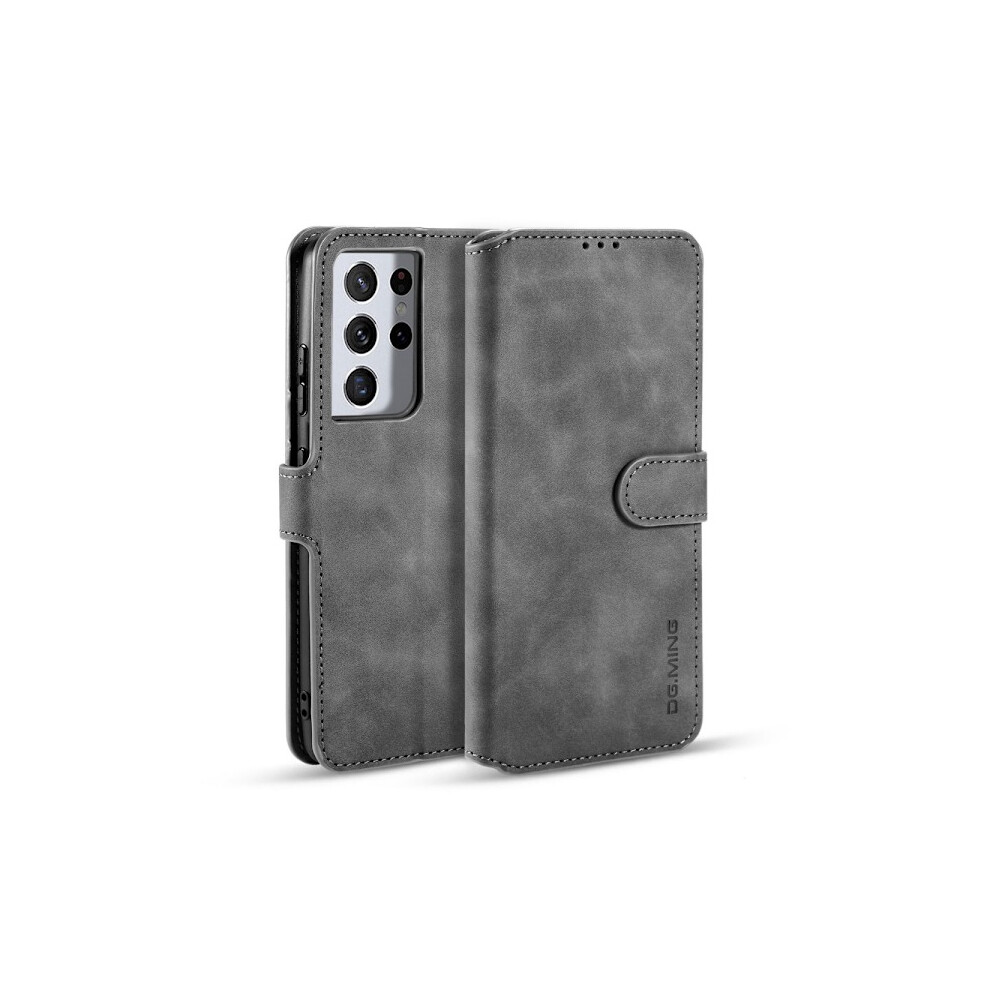 Compatible With Samsung Galaxy S21 Ultra - Dg.ming Retro Leather Case - Grey 9425574838827