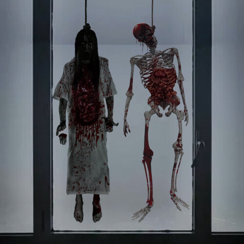 Αυτοκόλλητα τοίχου για το Halloween, ματωμένα χέρια και γυναικείες σιλουέτες, 1