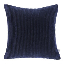 Soft Corduroy Striped Velvet Square Decorative Throw Pillow Cusion For Couch, 22" x 22", Navy Blue, 1 Pack