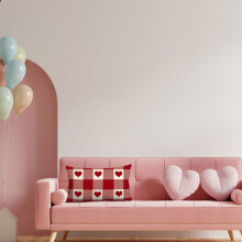 Housse de coussin décorative Federra pour la Saint-Valentin, 45 x 45 cm, motif cœur rouge « Je t’aime plus », en lin, pour canapé,