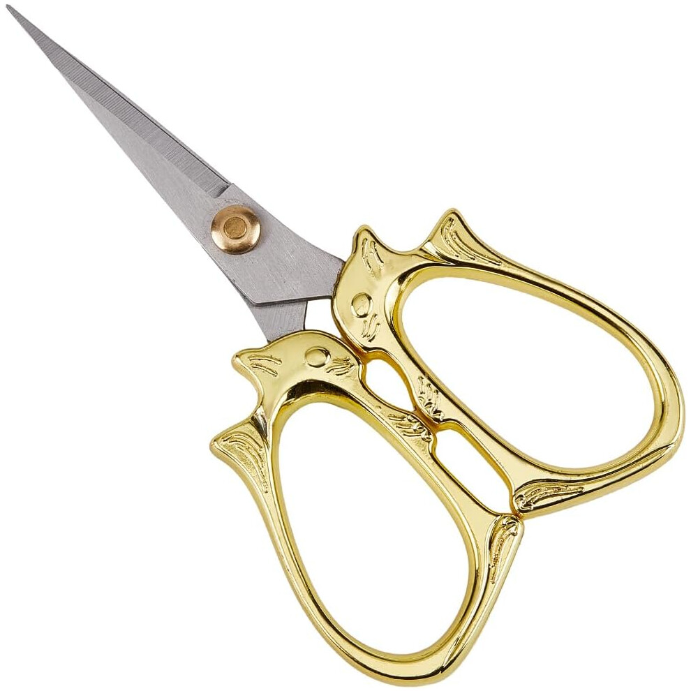 4.5" Stainless Steel Embroidery Scissors, Gold Squirrel, compatible with Sharp Tip Sewing Scissors for Fabric, Craft, Knitting, DIY