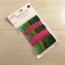 12 Skeins 12 Colors 6-Ply Polycotton(Polyester Cotton) Embroidery Floss Cross Stitch Threads Gradient Color Green 0.8mm 8m(8.74 Yards)/skein