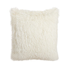 Housse de coussin décorative en fausse fourrure unie PRINxy, housse de coussin douce et luxueuse, beige.