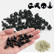 Smooth Surface Black Crochet Eyes Bulk, 120pcs with Washers for Crafts & Toys