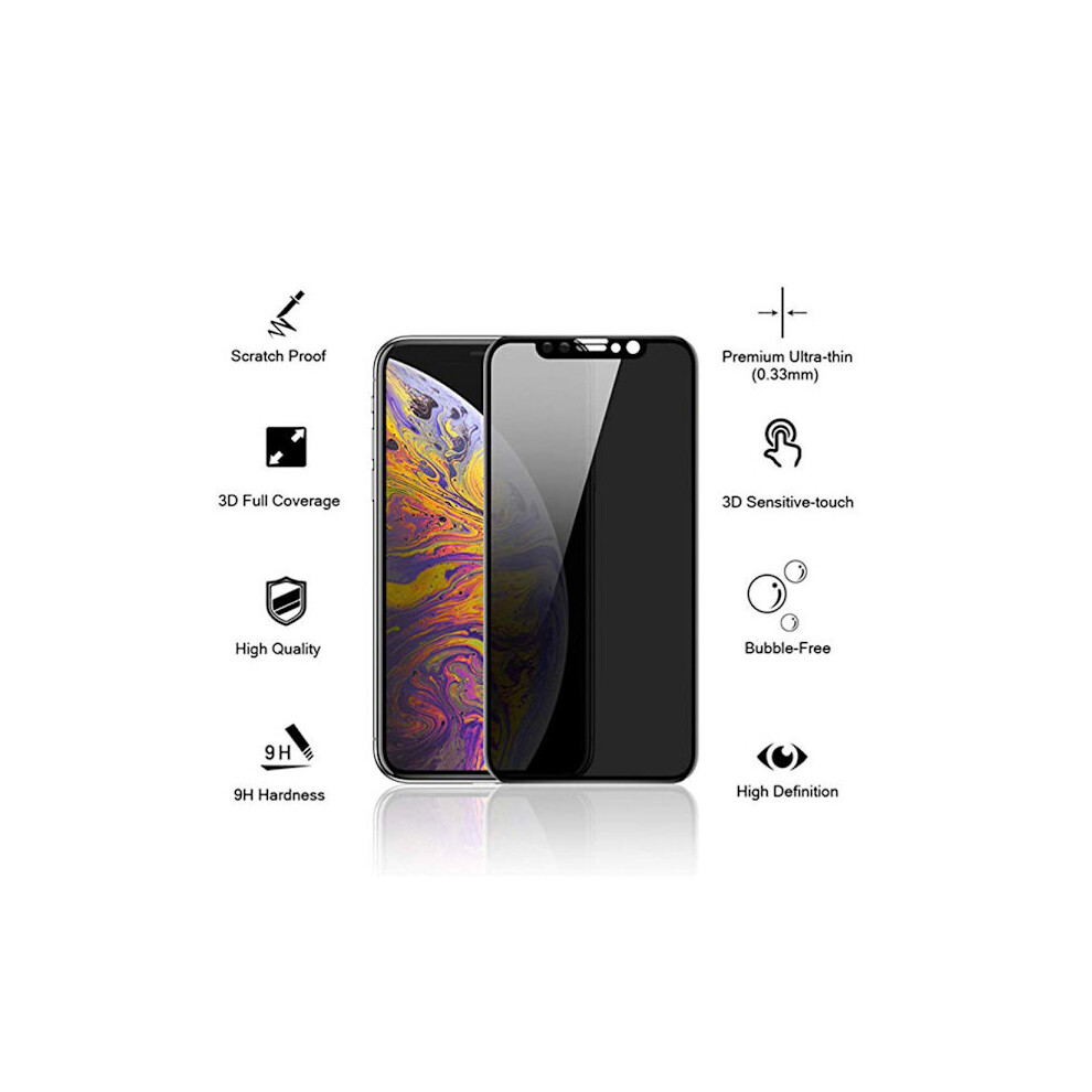 Proguard Compatible With Iphone X/Xs Fullcover Anti-Spy Screen Protector 9H Black 9083649021989