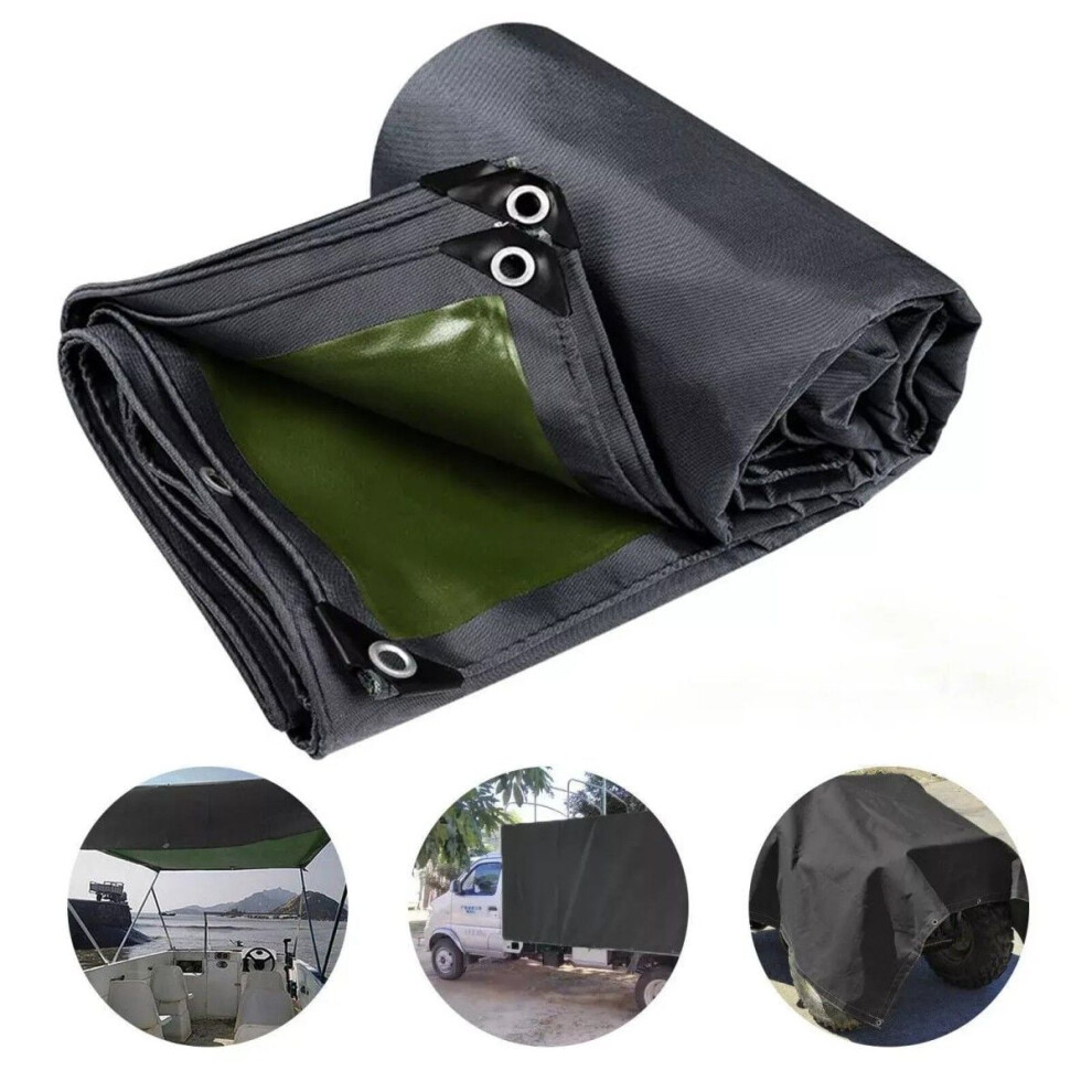 6X12ft Tarps 16Oz Heavy Duty Thick Waterproof Tent Shelter Cover, Tarpaulin Shade, Rip And Tear Proof,With Grommets And Reinforced Edges Black 9083649022580