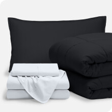 Bare Home 5-Piece Bed-in-a-Bag - Twin, Black with White Sheet Set