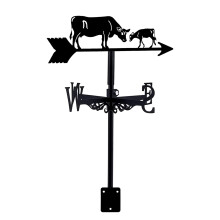 Weather Vane Cast Iron Cow Farm Roof Mount, Rustic Metal Wind Direction Indicator for Garden