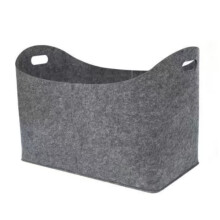 Firewood Basket Felt Storage Bin with Sturdy Handles Foldable Design for Logs Newspapers Grey
