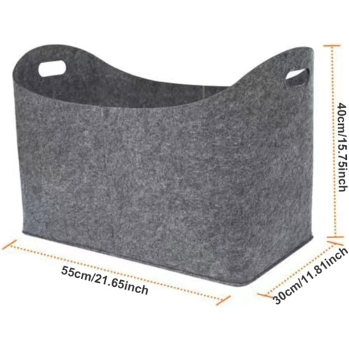 Firewood Basket Felt Storage Bin with Sturdy Handles Foldable Design for Logs Newspapers Grey 1