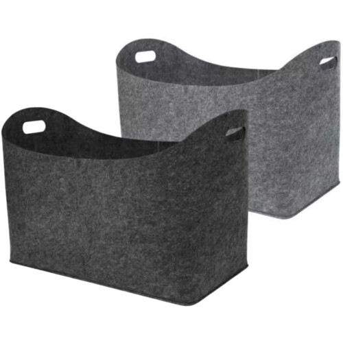 Firewood Basket Felt Storage Bin with Sturdy Handles Foldable Design for Logs Newspapers Grey 2