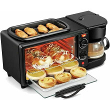 3 in 1 Breakfast Station with Coffee Maker Toaster Griddle, Compact MultiFunction Kitchen Appliance