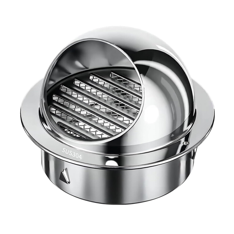 304 Stainless Steel Wall Exhaust Vent Cover With Mesh, Weatherproof Rainproof Cap 5.5 Inch 9053599437918