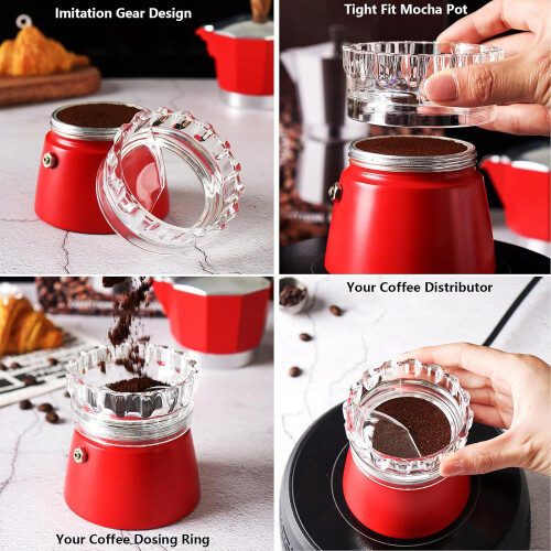 Moka Pot Dosing Ring and Coffee Distributor 2in1 for 46 Cup Mess Precise Brewing 1