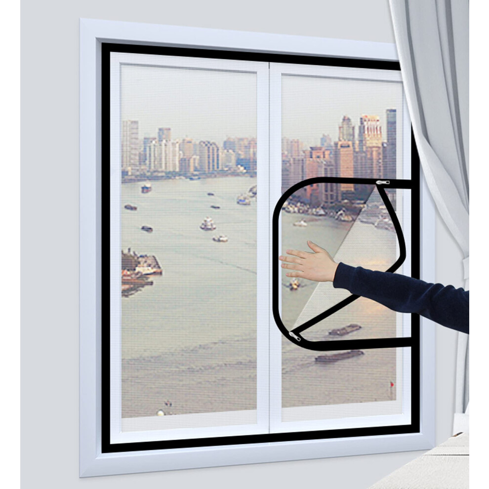 Cat Safety Window Screen with Zipper, TearResistant Pet Protection Balcony Net, Removable Mesh
