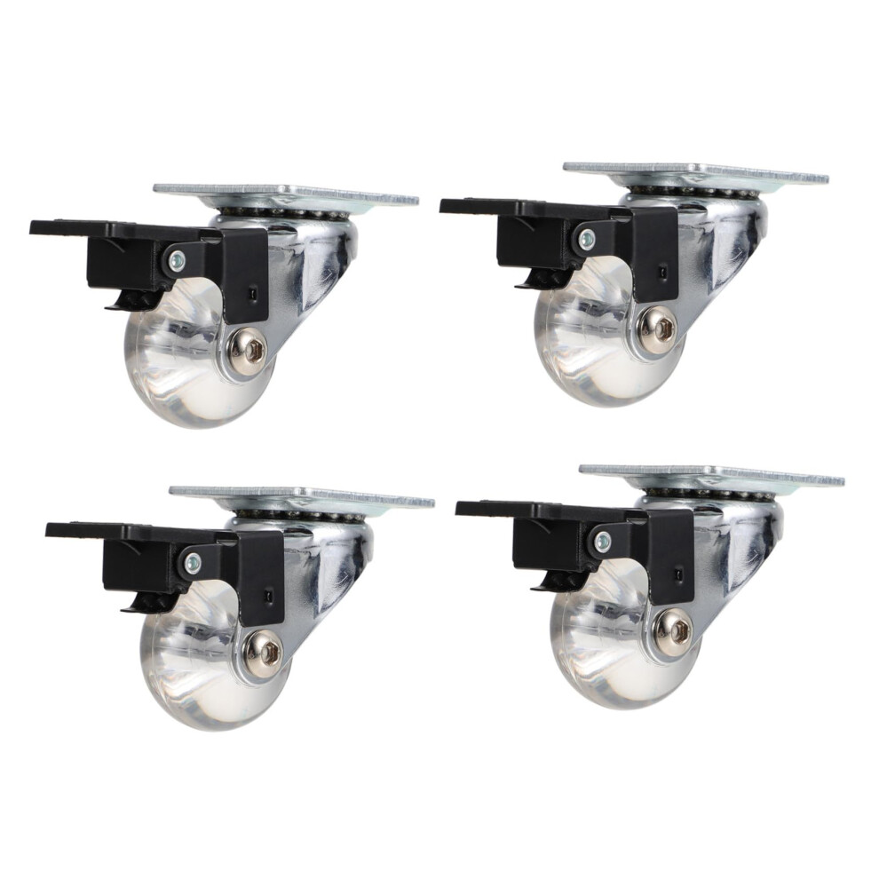 4Pcs Heavy Duty Pu Swivel Caster Wheels With Brakes Low Profile For Furniture And Carts 9113335059665