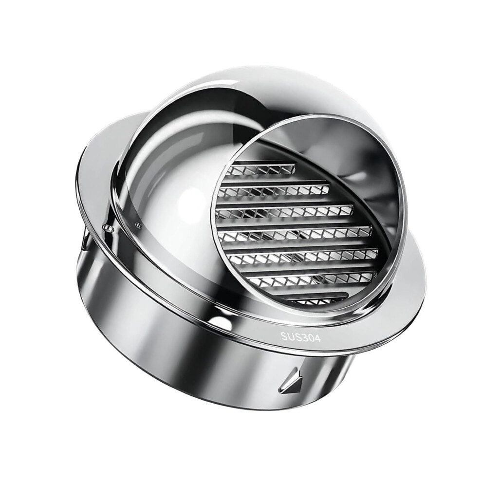 304 Stainless Steel Wall Vent Cover With Mesh, Weatherproof Round Outdoor Exhaust Cap 150Mm 9174973013136