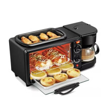 3 in 1 Breakfast Station with Coffee Maker Toaster Oven Griddle, Compact Kitchen Appliance