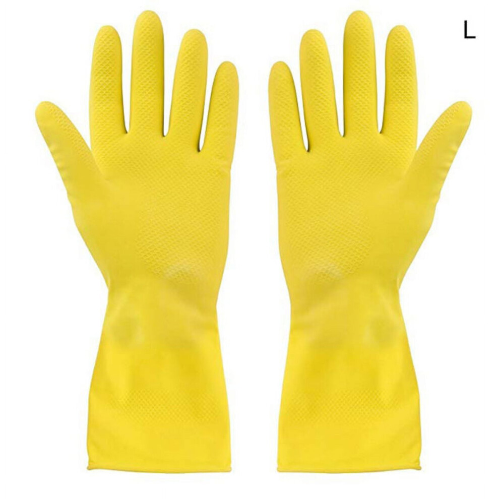 Yellow Pretty Comy Household Dish-Washing Washing Clothes Rubber Gloves Latex Waterproof Housework Gloves