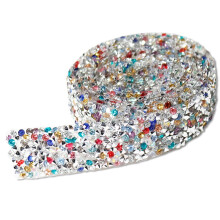Bling Stickers Tape Trim, Resin Crystal Decoration Applique Craft Beads Drill Strip for Automobile Ornament, 1.5cm Width, Mixed Color