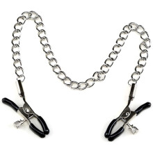 Black Sliver Adjustable Pressure Clips Clamps Jewelry Non Piercing Nipple Rings With Metal Chain
