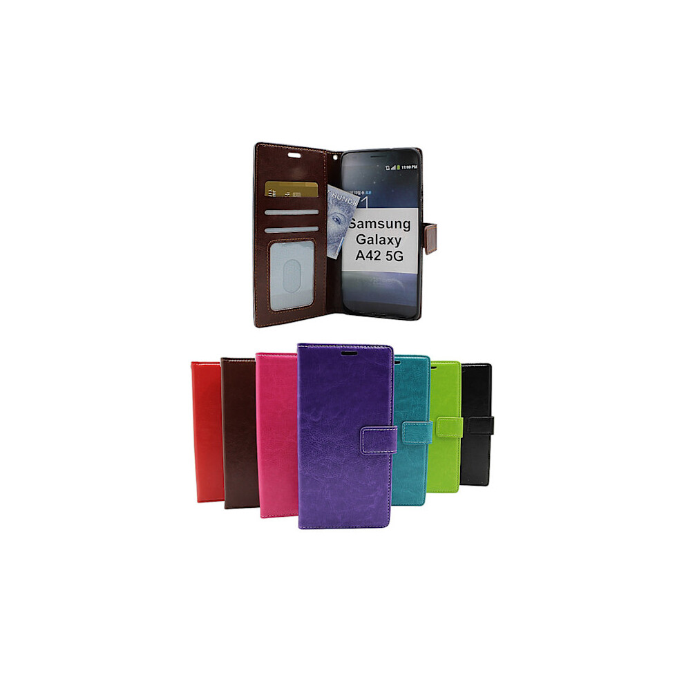 Crazy Horse Wallet Compatible With Samsung Galaxy A42 5G (Black) Brown Black,Brown 9110895264546