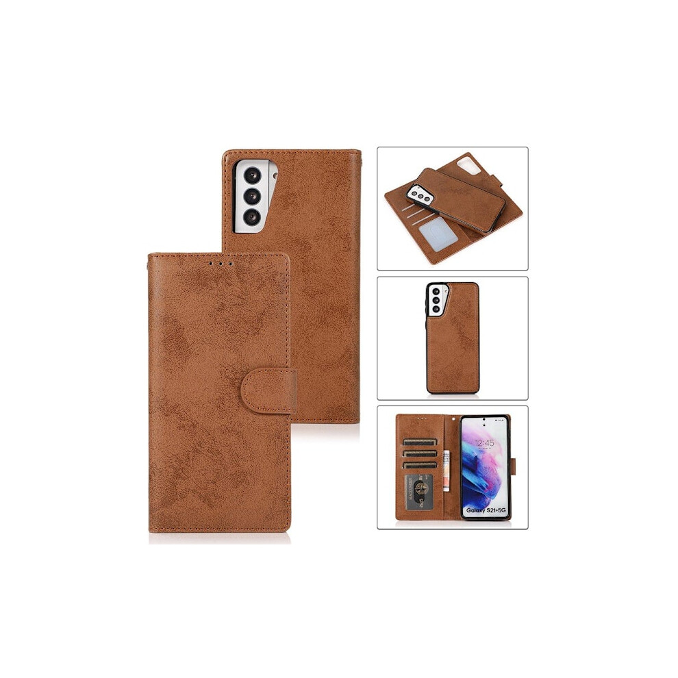 Compatible With Samsung Galaxy S21 - Stylish Leman Wallet Case Brown 9110895264522