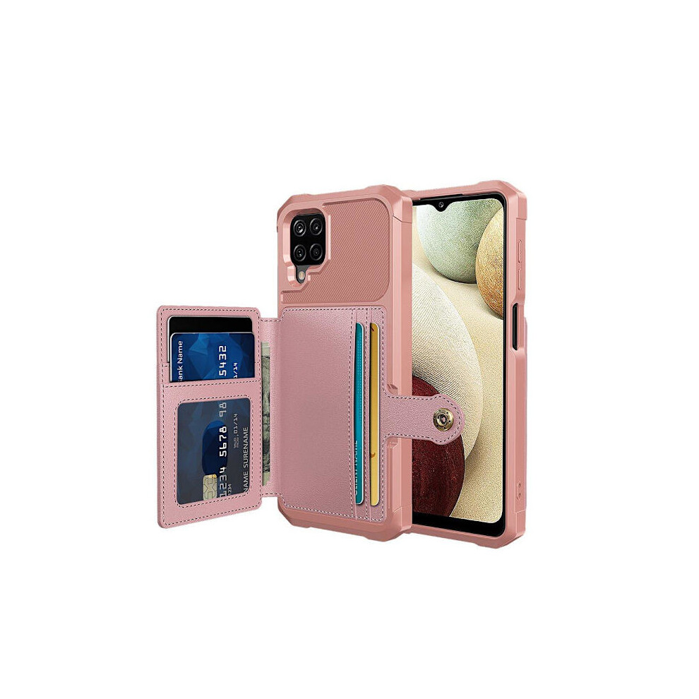 Compatible With Samsung Galaxy A12 - Stylish Practical Case With Card Holder Rose Gold 9110895264706