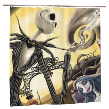 Duschdraperi "The Nightmare Before Christmas" 72x72 tum, mörkläggning, vattentät, mögelbeständig, avskildhet, lapptäckstryck