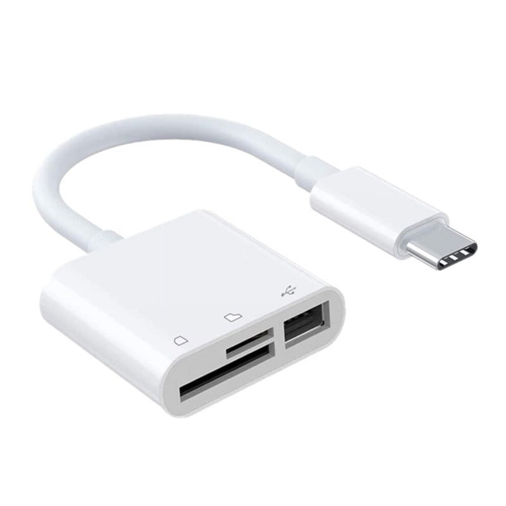 3 In 1 Type C To Usb Sd Tf Memory Card Reader Otg Hub Usb C -Sd Card Reader Adapter White 9071309761023