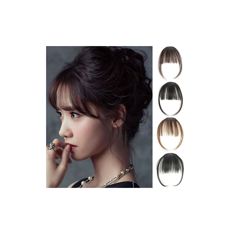 Unisex Black Women Thin Air Neat Wispy Bangs Wigs Hair Clip Hairpiece Toupee
