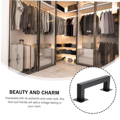 Barn Door Handle Black Steel Rustic Pull for Interior and Exterior Doors with Easy Installation 2
