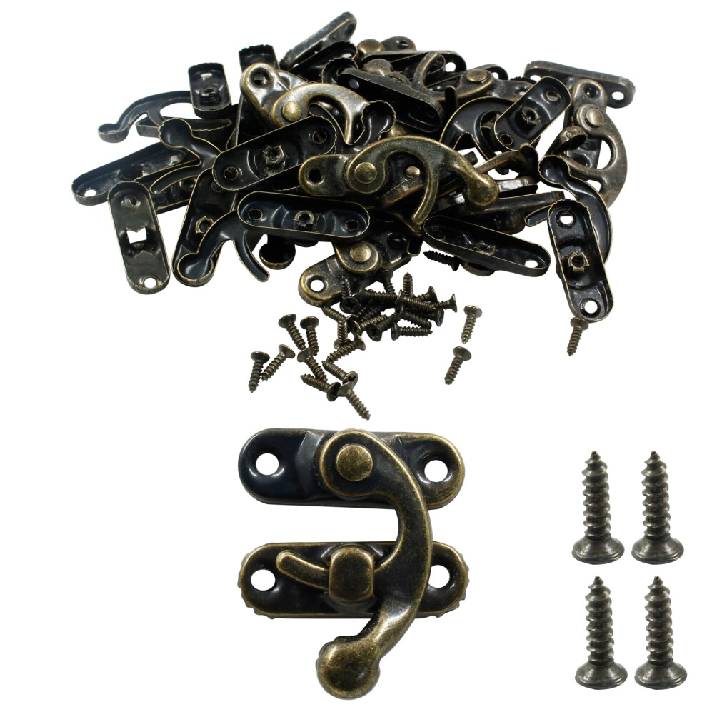 Antique Brass Box Hinges And Mini Swing Arm Clasp Latch Set With Screws For Wooden Jewelry Boxes 9164114672056