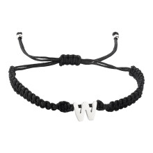 Personalized 26 Initial Bracelet Stainless Steel Silver Plated Letter Black Woven Bracelet Charm Bracelet Woven Bracelet For Men Women Girls