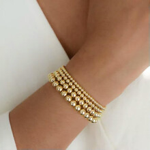 RSAMD Gold Plated Lady 4MM Beads Beaded Stack Bracelets Women Bohemian Jewelry Gift-Gold-4mm