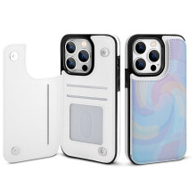 Tie Dye plånboksfodral för iPhone14Pro, vikbart fodral med korthållare, magnetiskt spänne, stötsäkert fodral för kvinnor, dubbel magnetisk