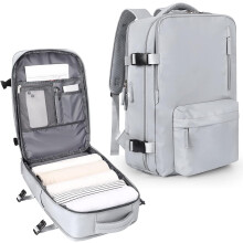 Wattne Liten Reseryggsäck för Damer, Flygbolagsgodkänd 15,6" Laptop Vattentät Handbagageväska med Skofack - Grå